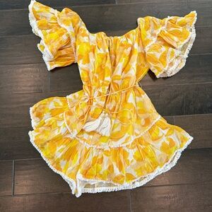 Significant Other Yellow off the shoulder romper!